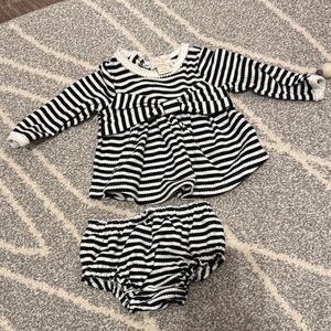 kate spade Black and White Striped Diaper Cover Set